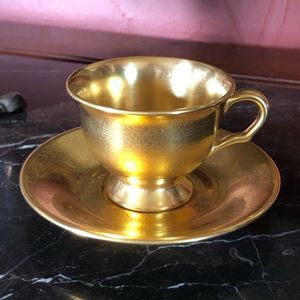 Pickard Gold “Rose & Daisy” cup/saucer